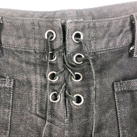 THEORY | Lace Up Bootcut Black Denim Jeans Tie Low Rise Women’s Size 4 - Picture 5 of 9